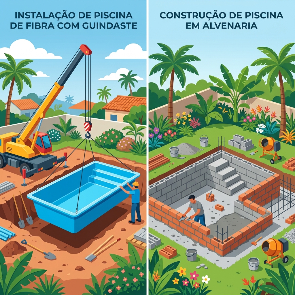 Piscina de Fibra vs Alvenaria